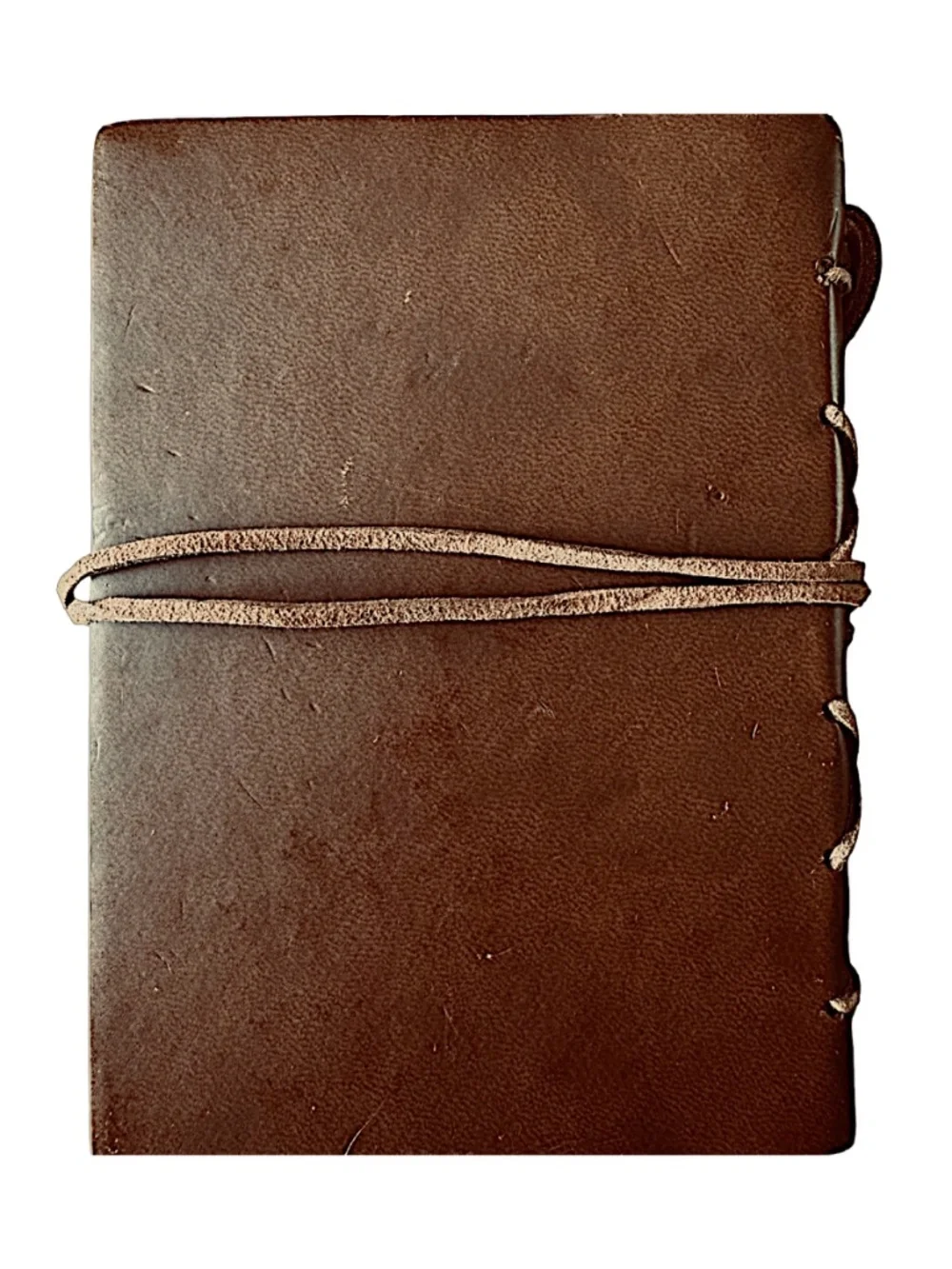 Vintage Inspired Brown Faux Leather Log Notebook Journal 4”x 5.5” w/Strap & Key